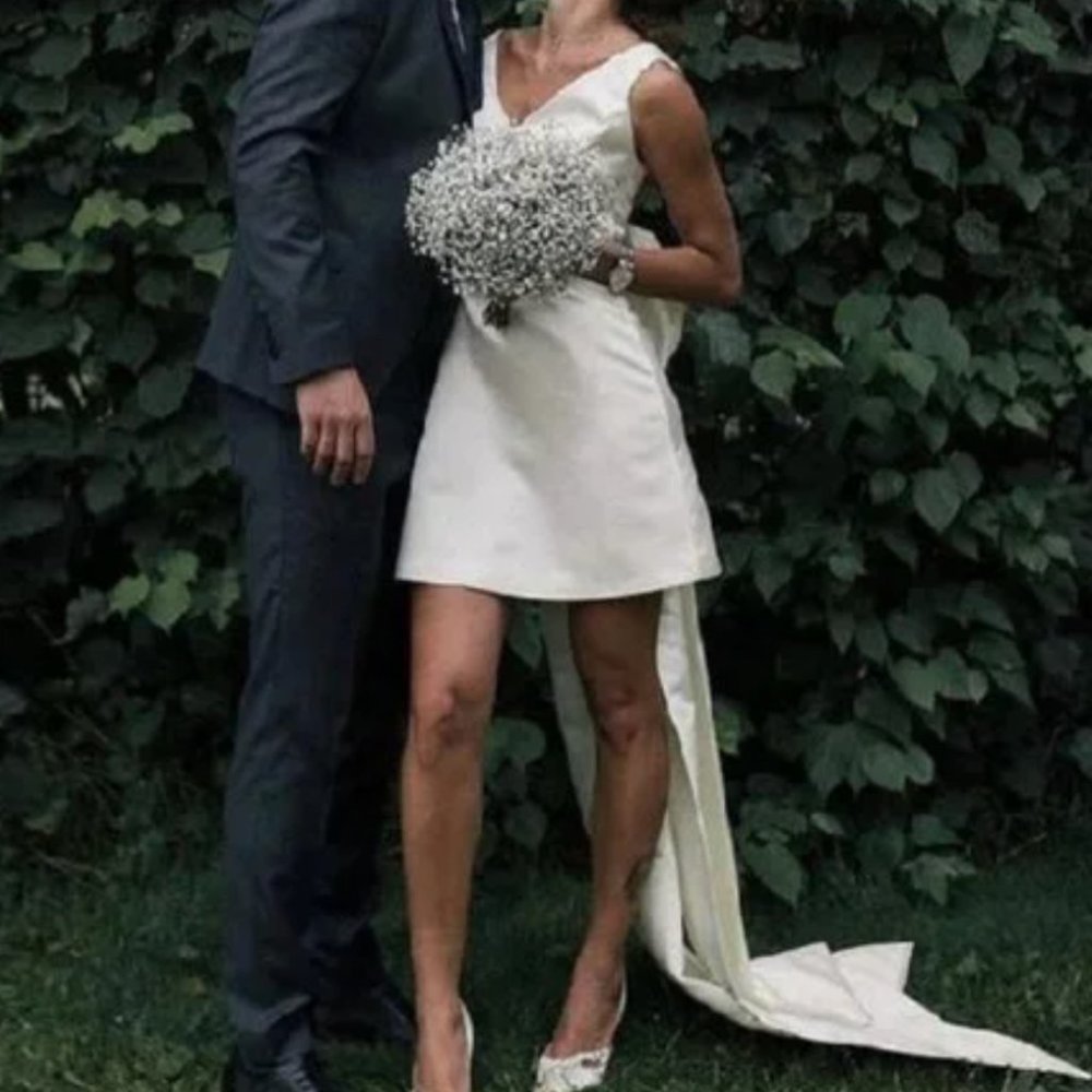 Custom Bridal Dress with Attached Bow